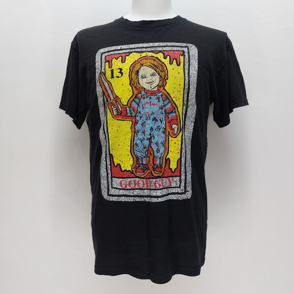 Chucky Child's Play T-Shirt Men's Medium Black Tarot Card Good Guy Horror